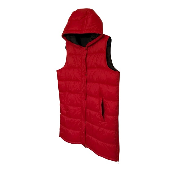 Swiss Tech Red Hooded Puffer Tunic Vest Size XL - Picture 3 of 7